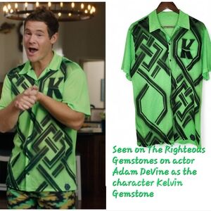 Koche Logo Print Mesh Shirt in Neon Green and Black Size L